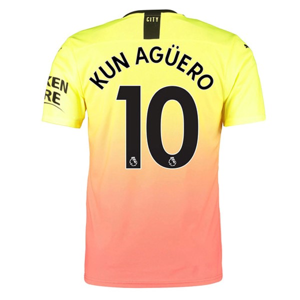 Camiseta Manchester City NO.10 Kun Aguero Tercera equipación 2019-2020 Naranja